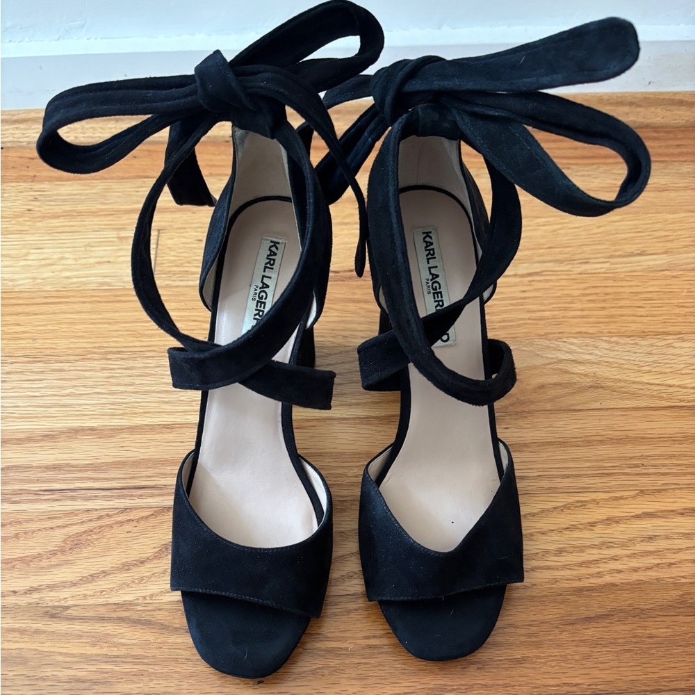 Karl Lagerfeld Black Strappy Heels